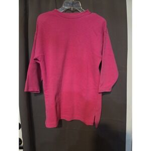 Michael Carrie Pink Tunic Top, Ribbed, Vintage‎ Knit 3/4 Sleeve, Women's Medium